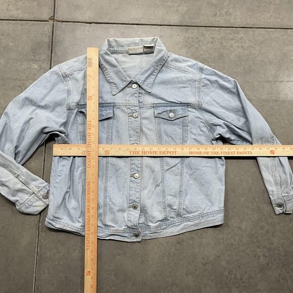 Faded Glory Denim Jacket Womens 18W/20W Light Stone Wash Trucker Jean Coat Plus - Picture 2 of 8